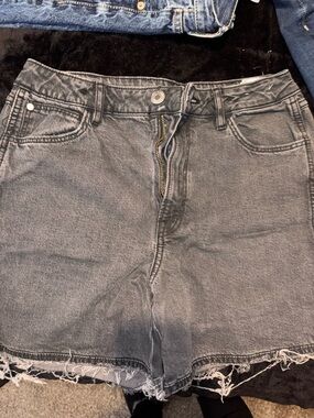 H&M Gray/Washed Black Denim Jean Shorts